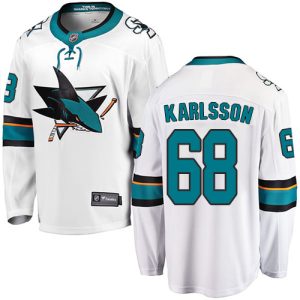 Herren San Jose Sharks Eishockey Trikot Melker Karlsson #68 Breakaway Weiß Fanatics Branded Auswärts